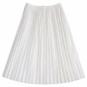 Massimo Dutti Pleated Skirt – 8 White Accordion Midi Grosgrain Waistband